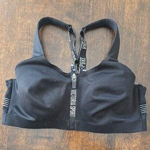 Victoria's Secret Black Sports Bra with Racerback and Front Zip